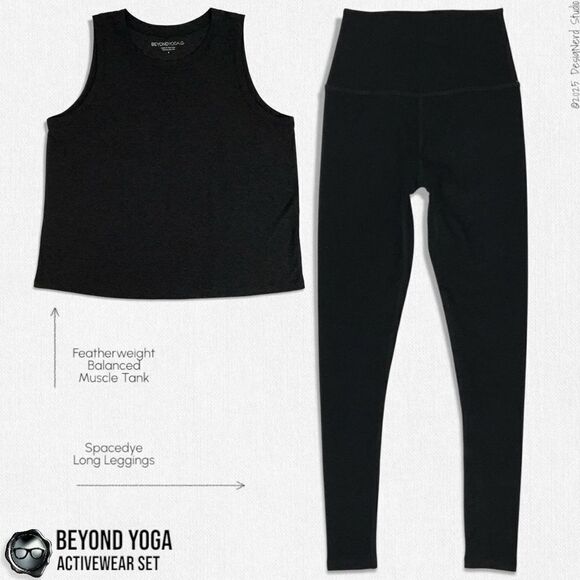 BEYOND YOGA SPACEDYE SET: BALANCED MUSCLE TEE + FULL LENGTH LEGGINGS SIZE SMALL - Picture 6 of 16